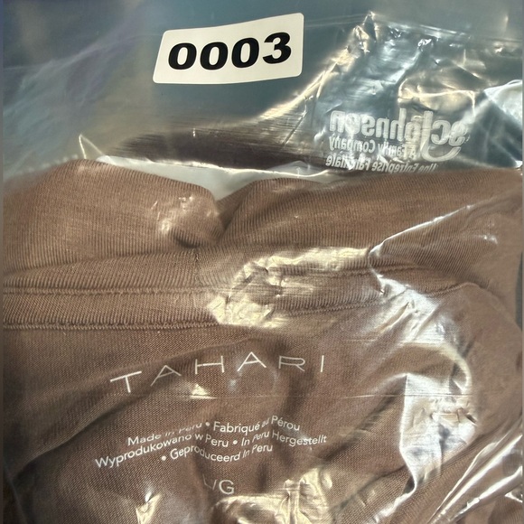 Tahari Modal Blend Mock Neck Long Sleeve Top - Size L - Taupe / Mushroom - Picture 9 of 9